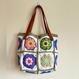 Colorful Crochet Tote Bag